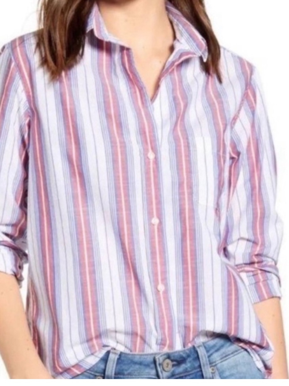 Anthropologie GRAYSON The Hero Jasmine Stripes Coastal Button Down Shirt
